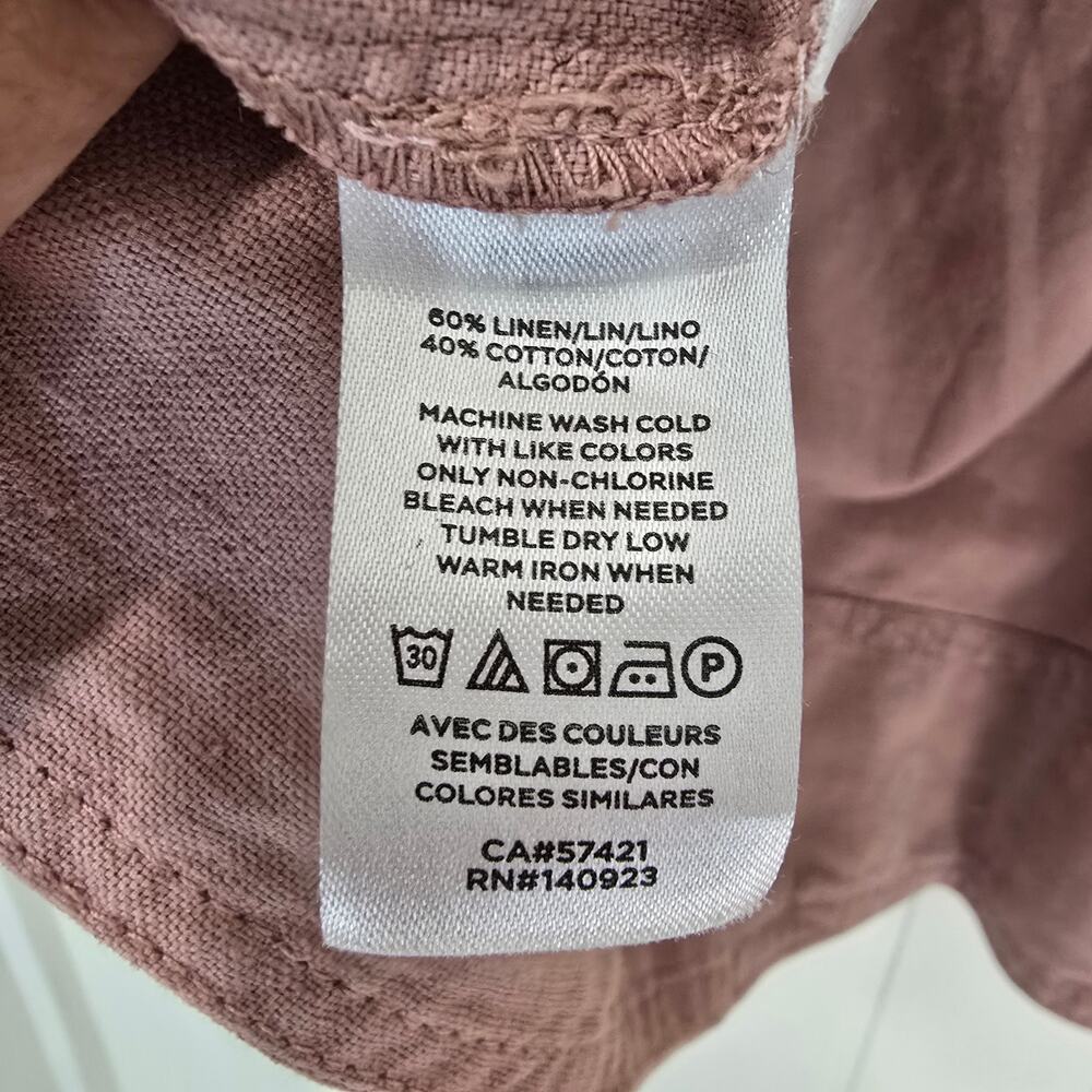 LOFT Linen Cotton Cropped Patch Pocket Jacket Dusty Pink Size Large - Picture 7 of 9